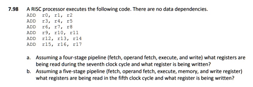 SOLVED A RISC processor executes the following code. There are no