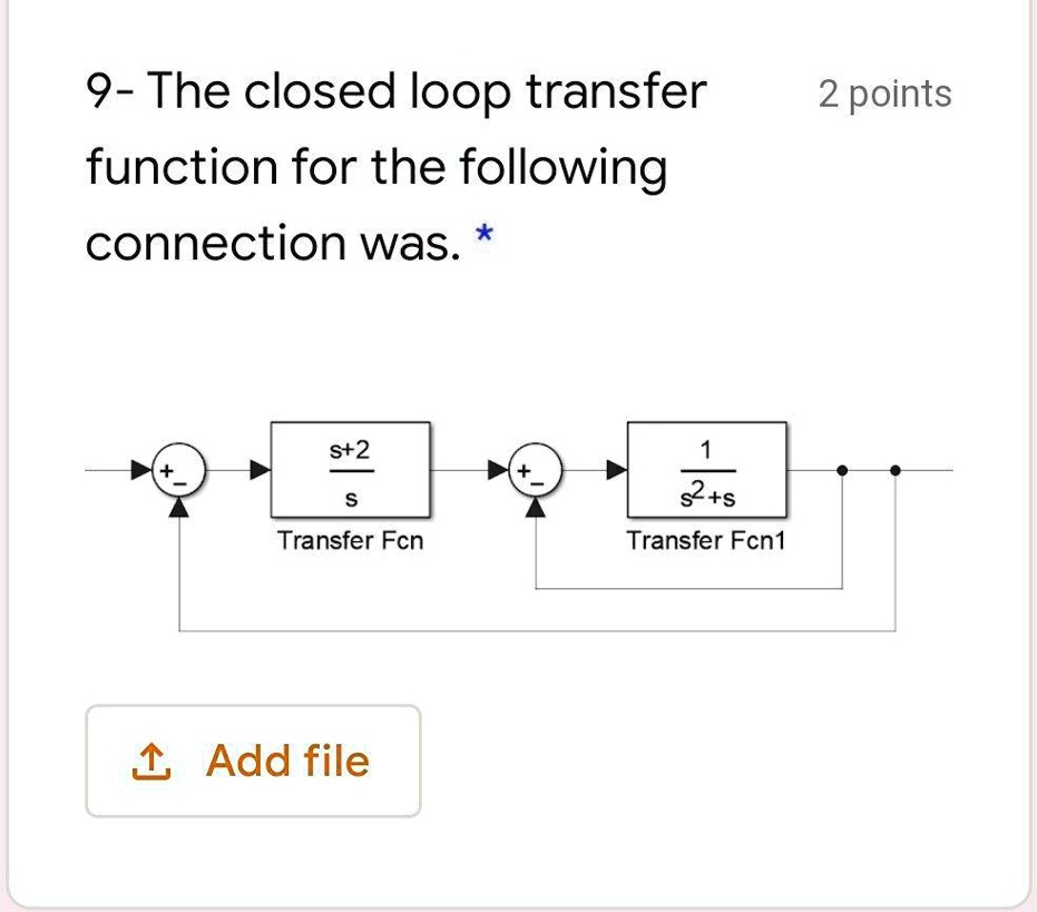 9- The closed loop transfer function for the following connection was ...