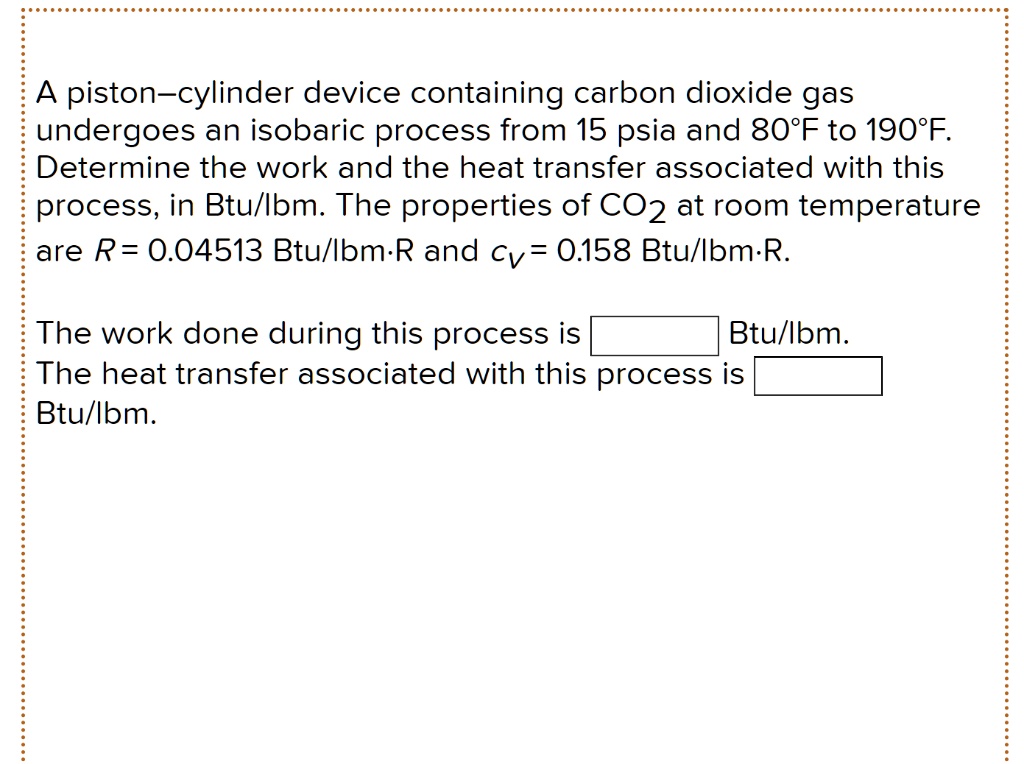 SOLVED A pistoncylinder device containing carbon dioxide gas
