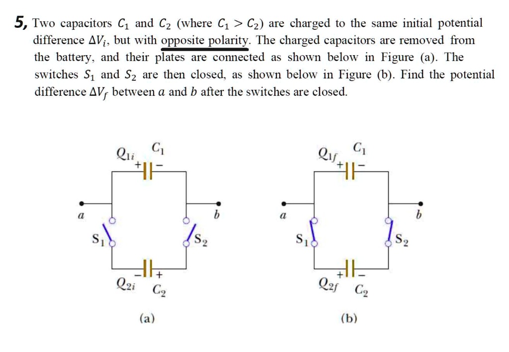 5 Two Capacitors C1 And Cz Where C1 C2 Are Charged To The Same Initial ...