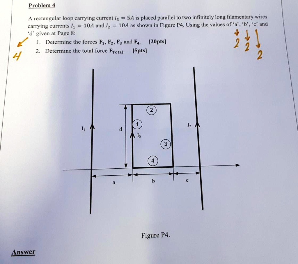 SOLVED: Problem 4 A Rectangular Loop Carrying Current I=5A Is Placed ...