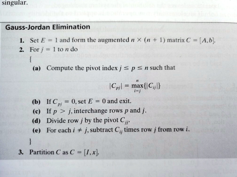 SOLVED: Text: Python Follow the Gauss Jordan Elimination and code it in ...