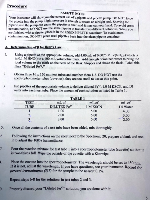 SOLVED Procedure SAFETY NOTE Your instructor will show you the correct