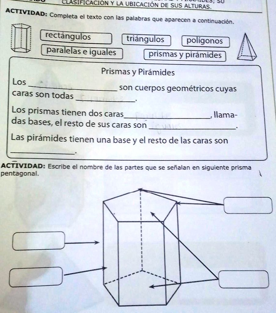 SOLVED: ESPERADO APRENDIZAJE DEFINE Y DISTINGUE ENTRE PRISMAS Y ...