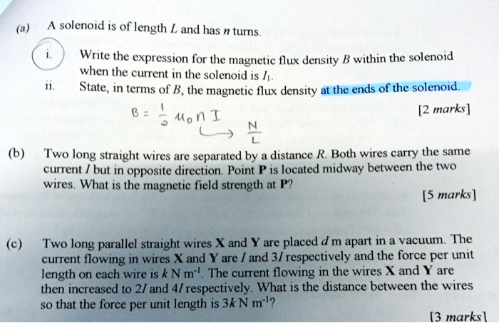 Solved Solenoid Is Of Length And Has Tums Write The Expression For Solved Solenoid Is Of Length And Has Tums Write The Expression For