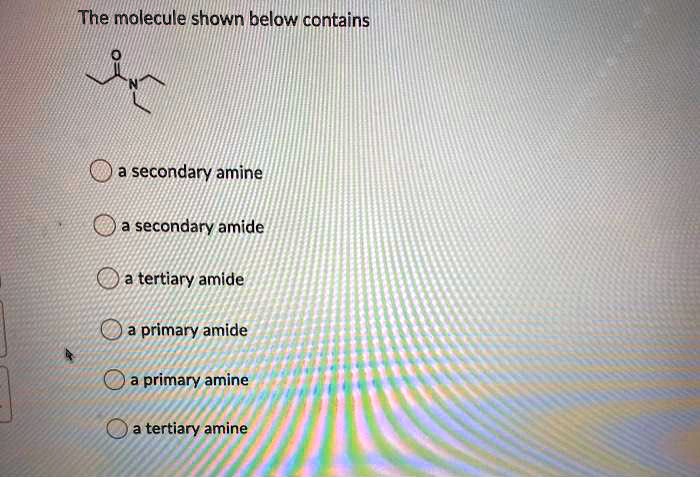 SOLVED: The molecule shown below contains 'secondary amine a secondary ...