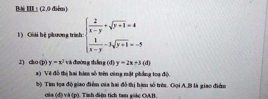 Solved BÃ I Ii 2 0 Ä‘iáƒm Giáº£i Há‡ PhÆ°Æ¡ng TrÃ¬nh 1 Cho Há