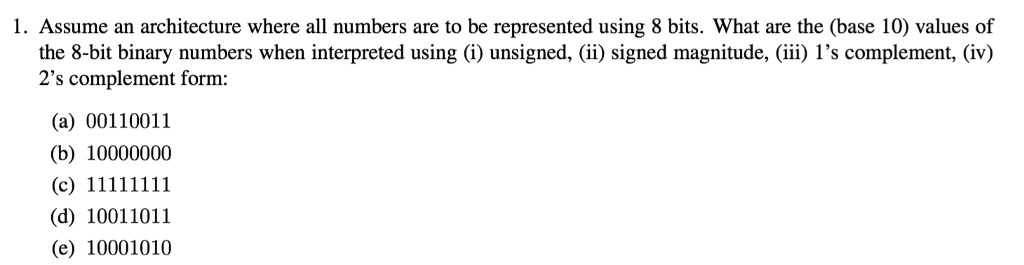 SOLVED: 1. Assume an architecture where all numbers are to be ...