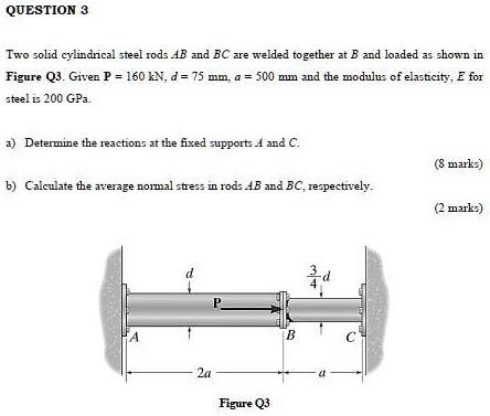 QUESTION 3 Two solid cylindrical steel rods AB and BC are welded ...