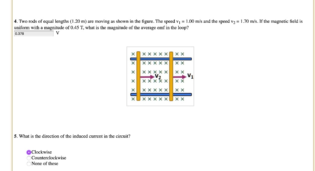 SOLVED Two rods of equal lengths (0.20 m) are moving as shown in the