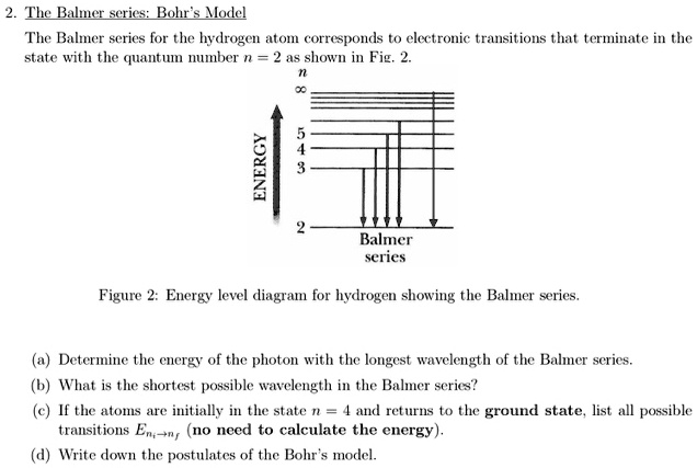 SOLVED: 2. The Balmer Series: Bohr's Model The Balmer Series For The ...