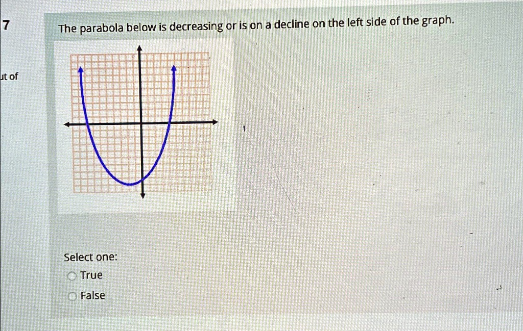 The parabola below is decreasing or is on a decline on the left side of ...