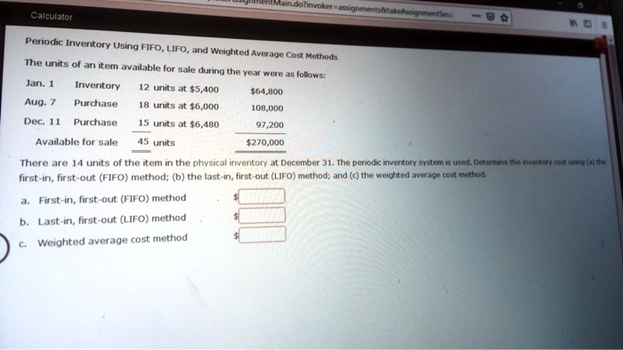 Periodic Inventory Using FIFO, LIFO, And Weighted Average Cost Methods ...