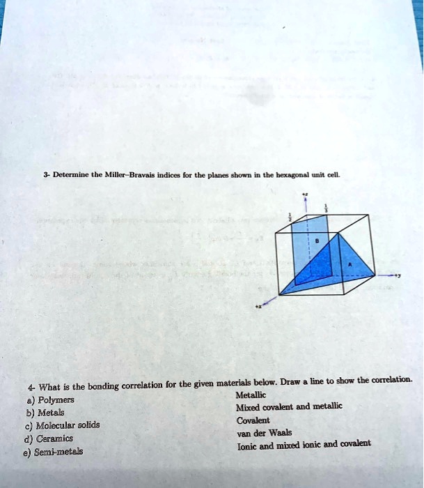 determine the miller bravais indice for plan shown hexagonal unit cell ...