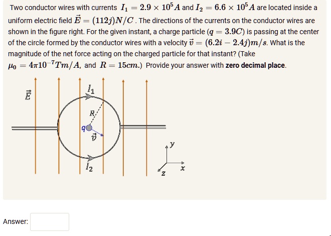 SOLVED: Two conductor wires with currents I =2.9 105A and I=6.6 105A ...