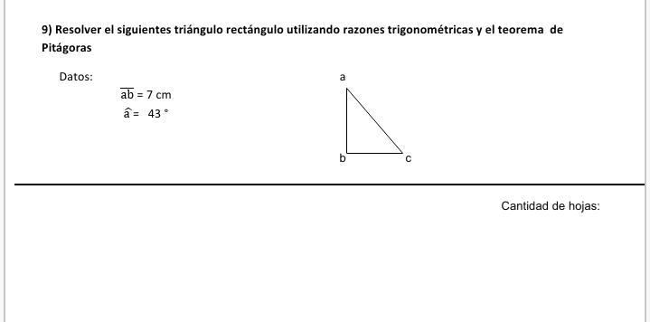 Solved Me La Resuelven Porfa 9 Resolver El Siguientes Triángulo