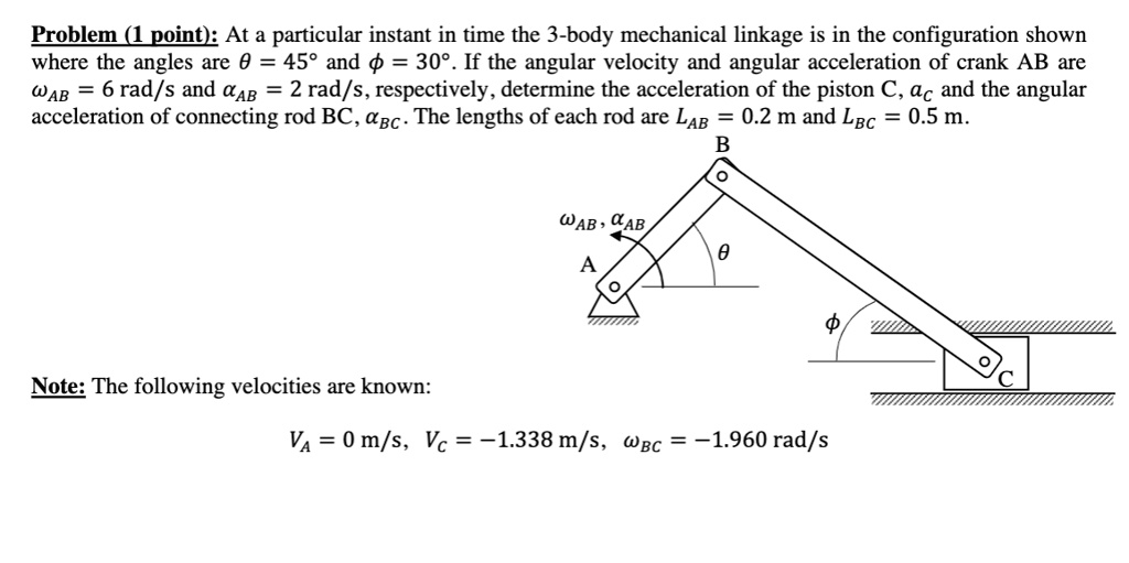 SOLVED At a particular instant in time, the 3body mechanical linkage