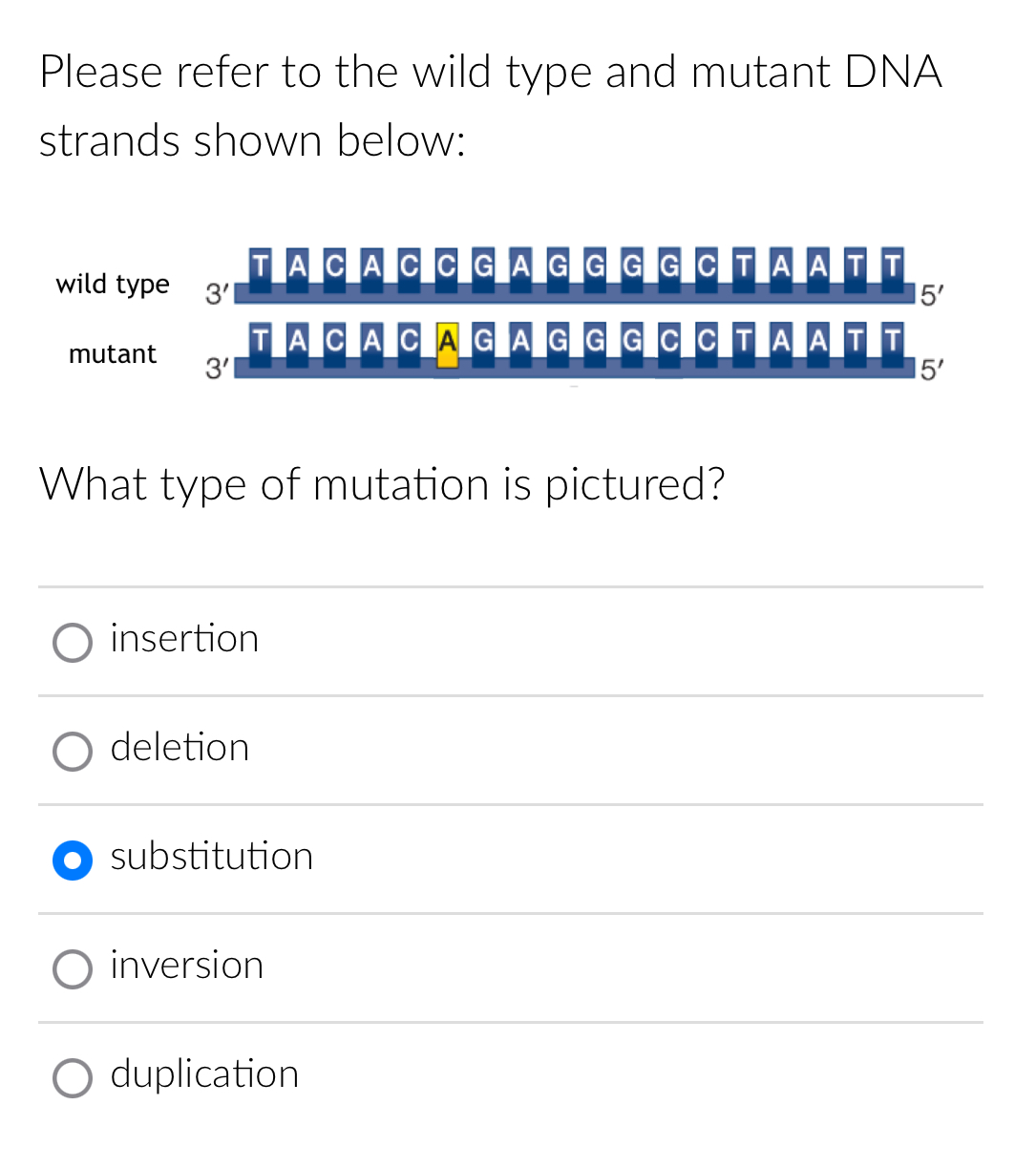 SOLVED Please refer to the wild type and mutant DNA strands shown