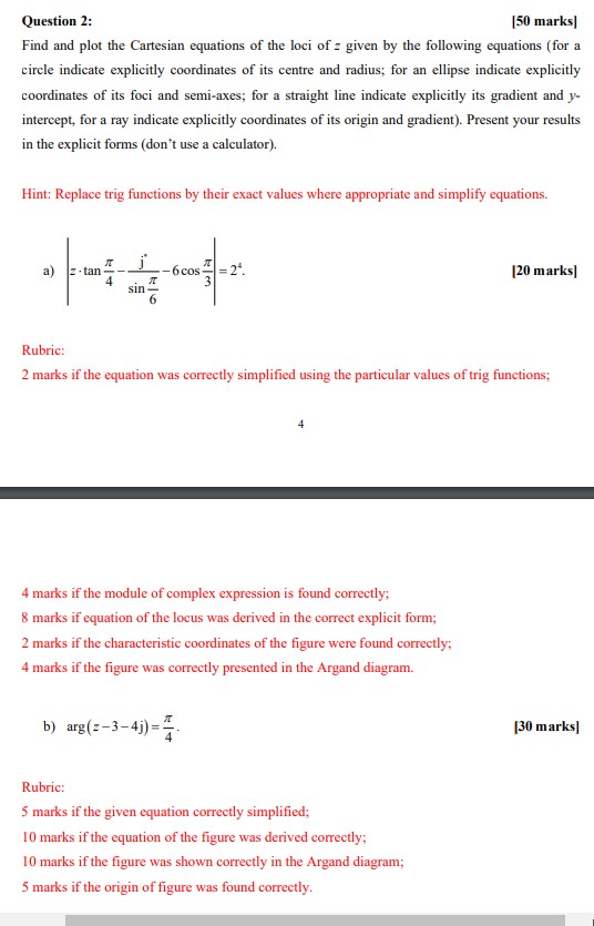 SOLVED: Question 2: [50 marks] Find and plot the Cartesian equations of ...