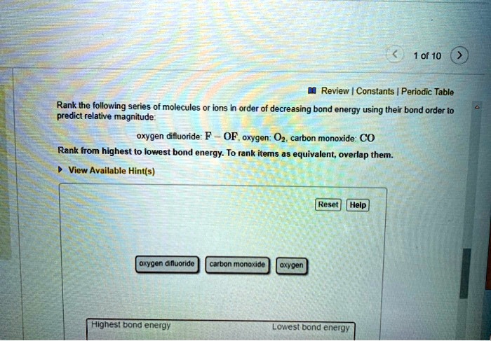 1 of 10 review constants periodic table rank the following series of ...