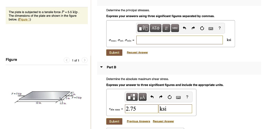 SOLVED: The plate is subjected to a tensile force P = 5.5 kip. The ...