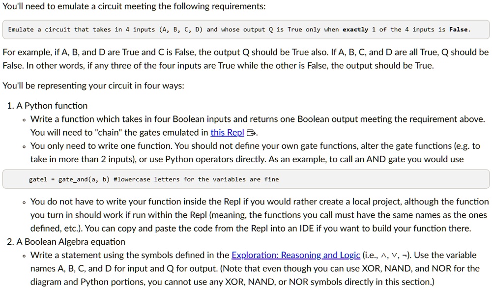 SOLVED: You'll need to emulate a circuit meeting the following ... image.