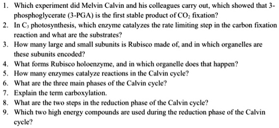 melvin calvin experiment photosynthesis