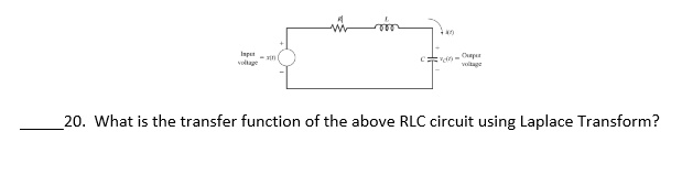 SOLVED: 20. What is the transfer function of the above RLC circuit ...