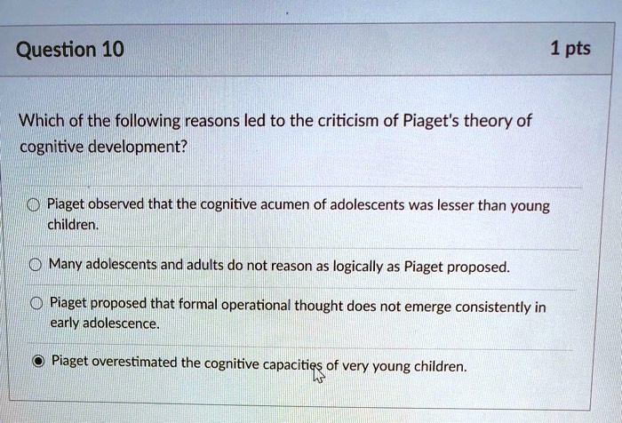 Criticism of on sale piaget's cognitive development