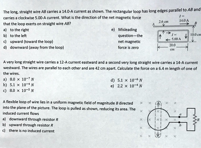 the long straight wire ab carries 140 a current as shown the ...