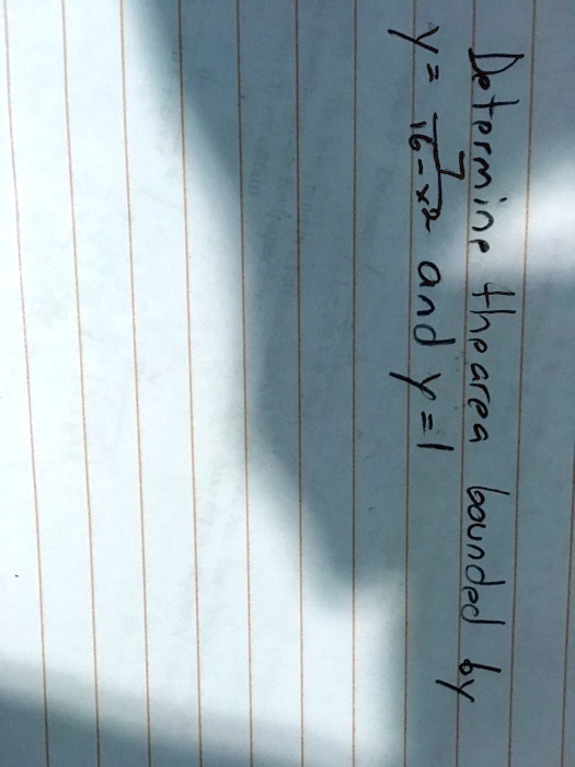 Determine the area bounded by y = (1)/(16-x^2) and y = 1