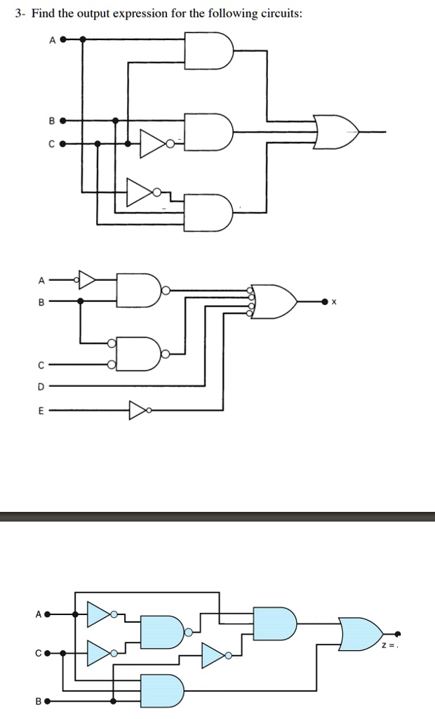 SOLVED: Find the output expression for the following circuits: 3- Find ...