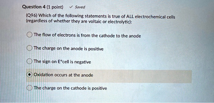 Which Of The Following Statements About Cells Is True Question 4 (1 point) Saved (Q96) Which of the following statements is