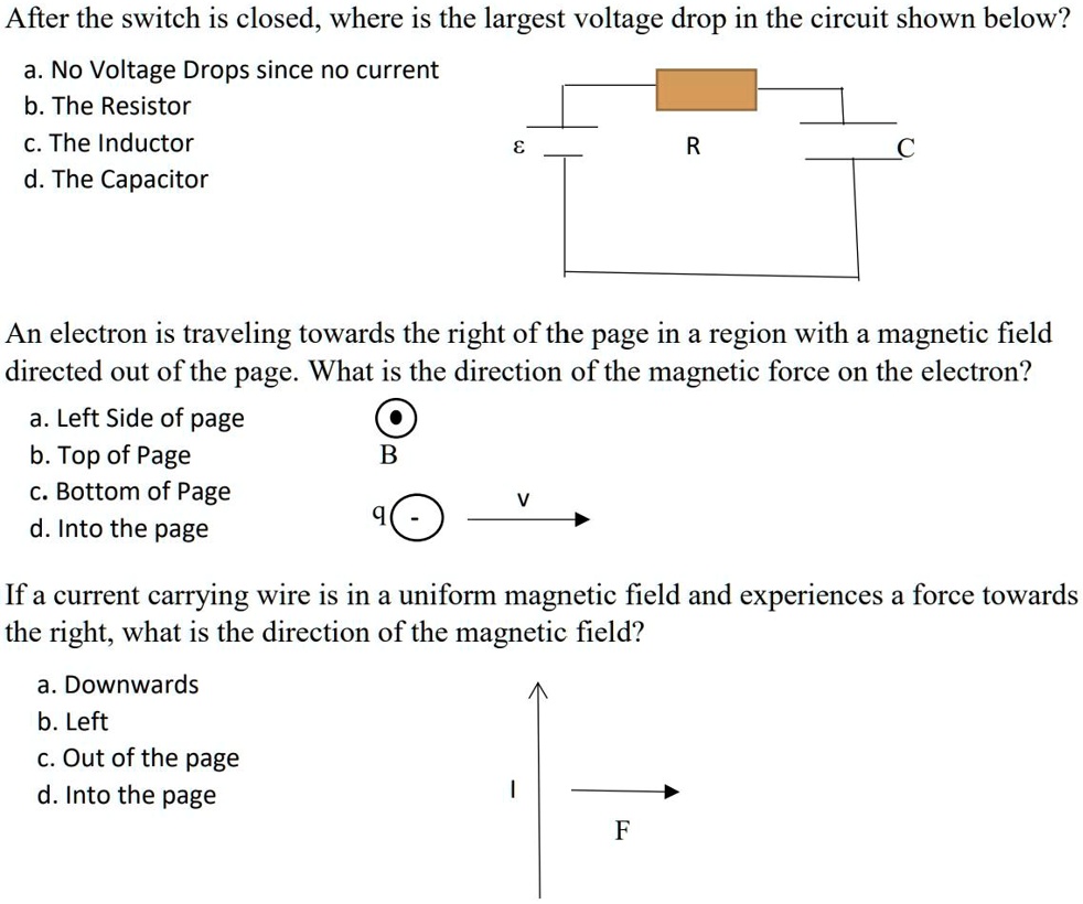 SOLVED After the switch is closed, where is the largest voltage drop
