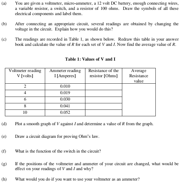 SOLVED You are given a voltmeter, a microammeter, a 12volt DC battery