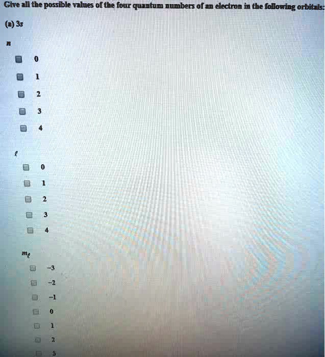 Solved give all the possible values of the four quantum numbers of