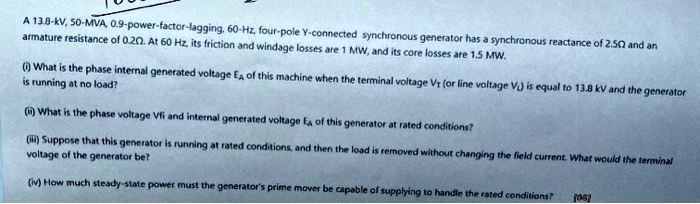 a 138 kv50 mva 09 power factor lagging60 hz four pole y connected ...