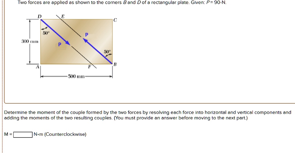 SOLVED: Two Forces Are Applied As Shown To The Corners Band D Of ...