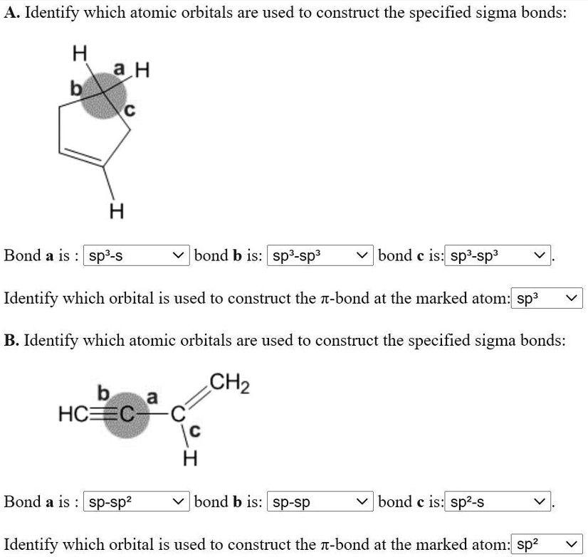 SOLVED:A. Identify Which Atomic Orbitals Are Used To Construct The ...