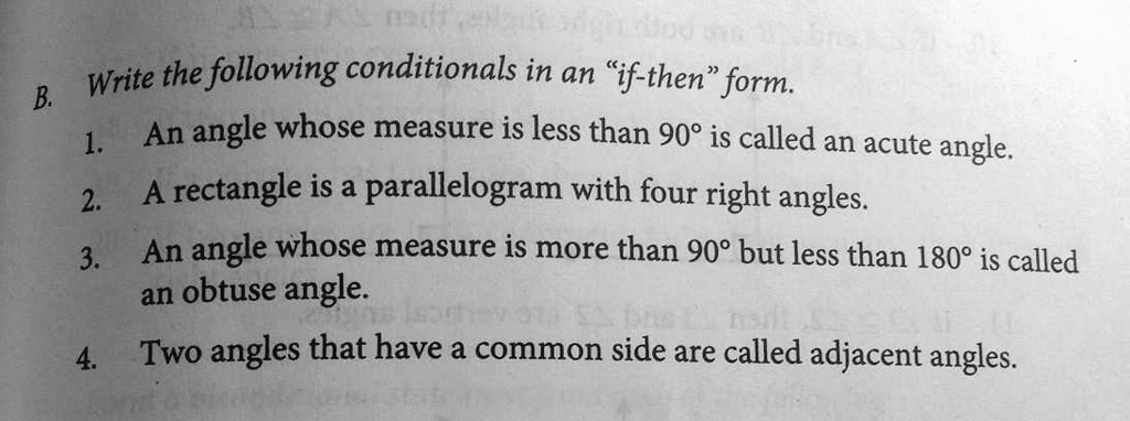 [GET ANSWER] B. Write the following conditionals in an 