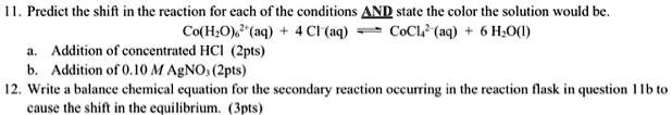 Solved: Predict The Shift In The Reaction For Each Of The Conditions 