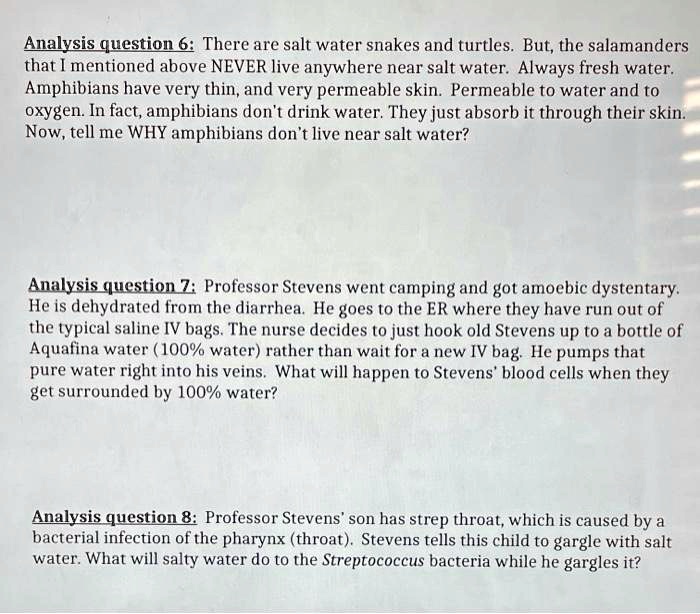 SOLVED: Analysis question 61: There are saltwater snakes and turtles