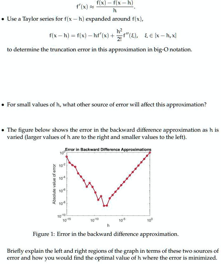 SOLVED: The backward difference approximation of the derivative of a ...
