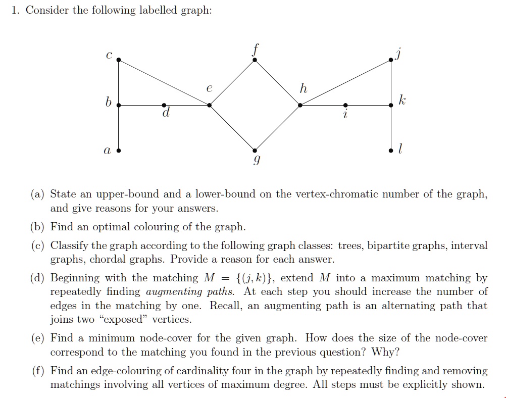 1. Consider the following labelled graph: c e f h b d a g i k j l (a ...