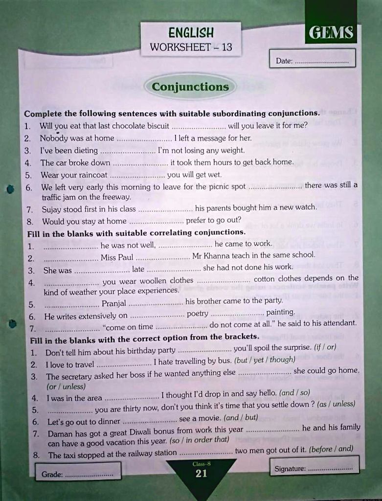 SOLVED: 'Complete the following sentences with suitable subordinating ...