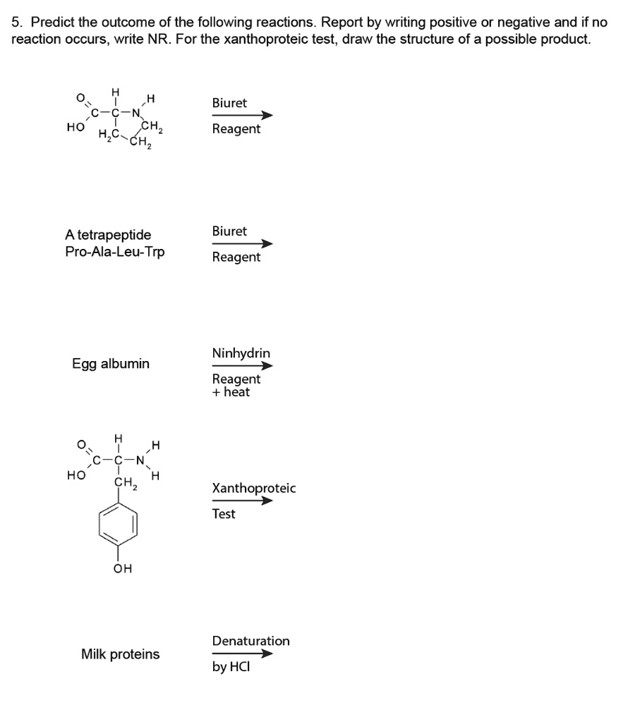 SOLVED Predict the of the following reactions. Report by
