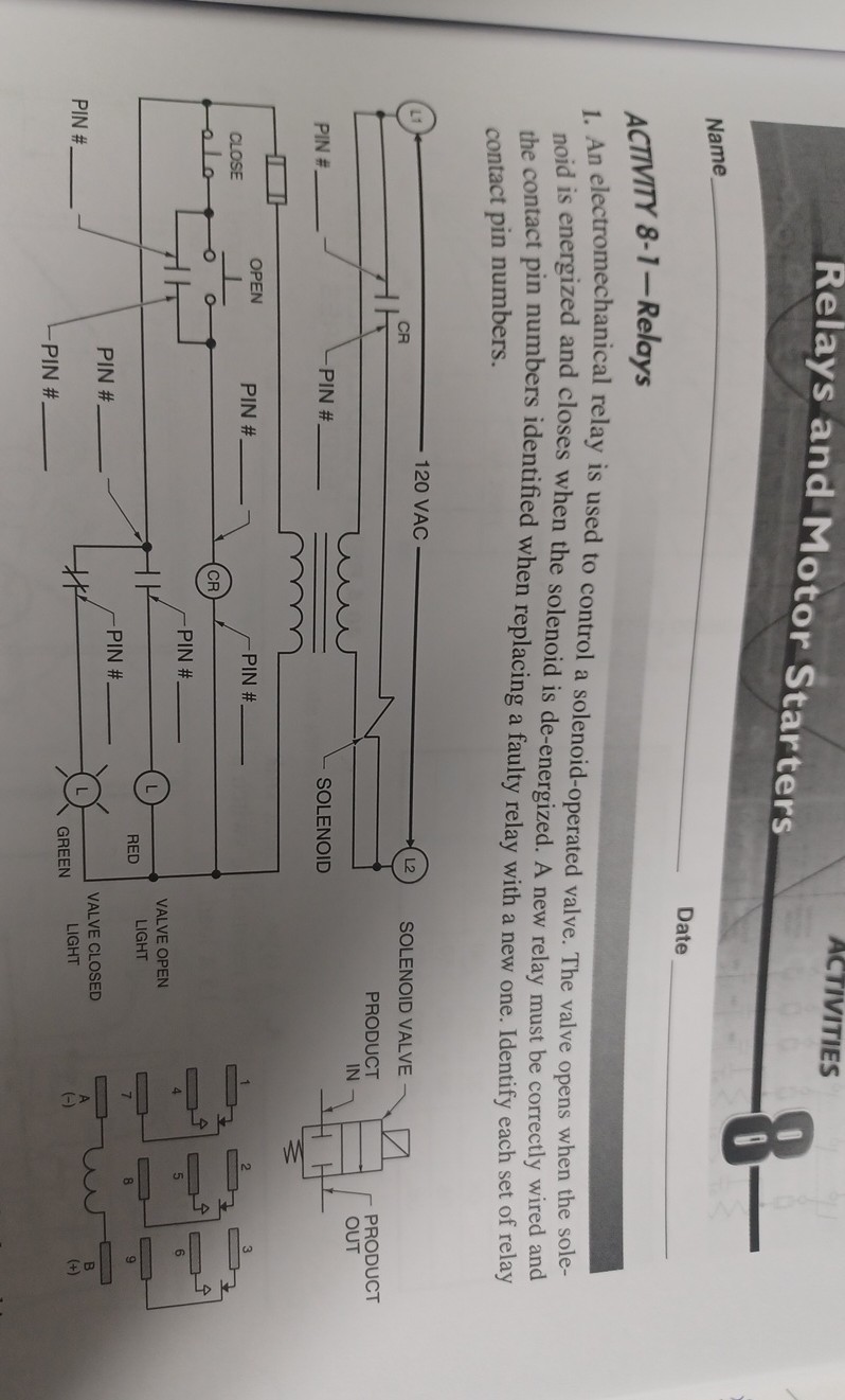 SOLVED Relays andMotor Starters Name Date ACTIVITY 81Relays 1. An