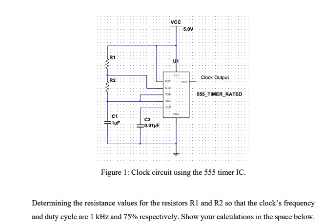 Solved Vcc 001 Clock Output 555 Timerrated C2 Figure 1 Clock Circuit