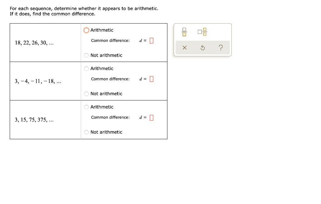 determine the common difference for each arithmetic sequence