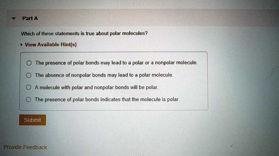 Which Of The Following Statements About Polar Molecules Are True
